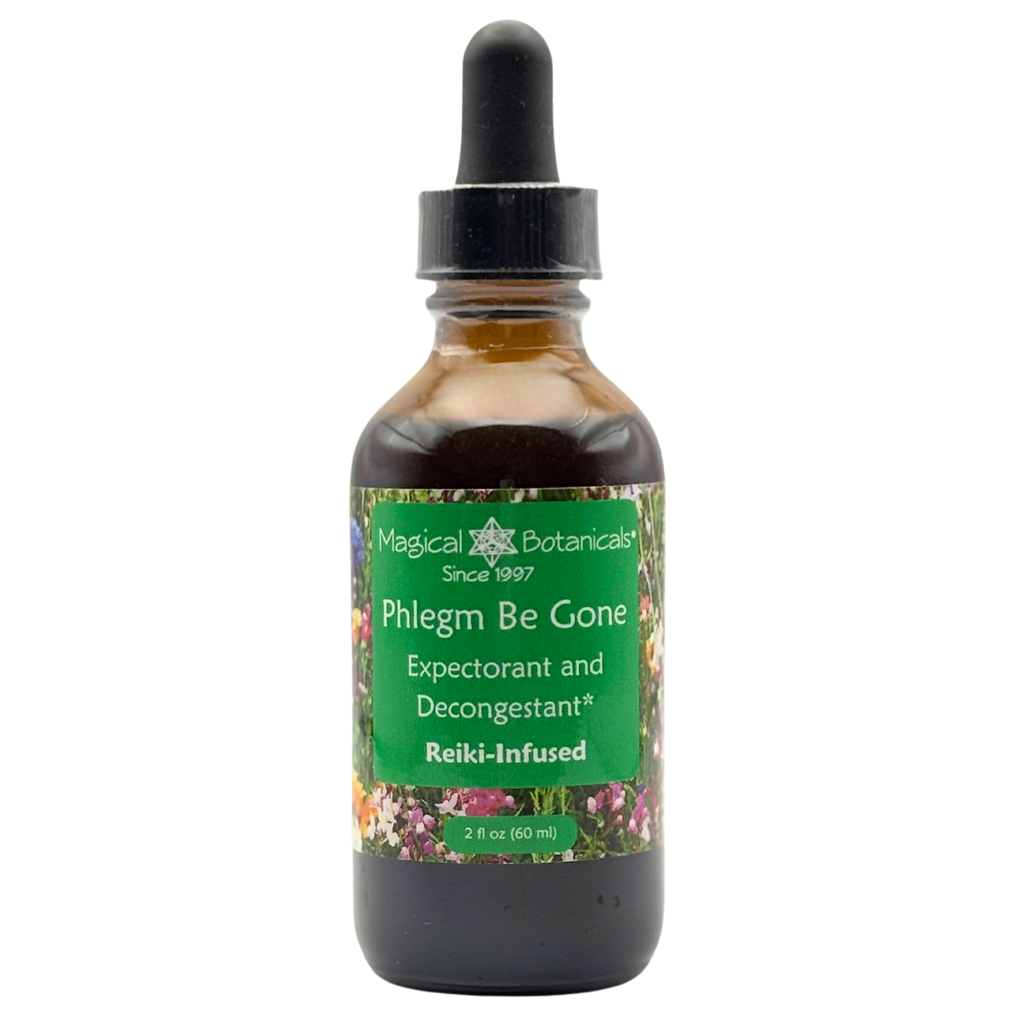 Bottle of Magical Botanicals Phlegm Be Gone on a white background